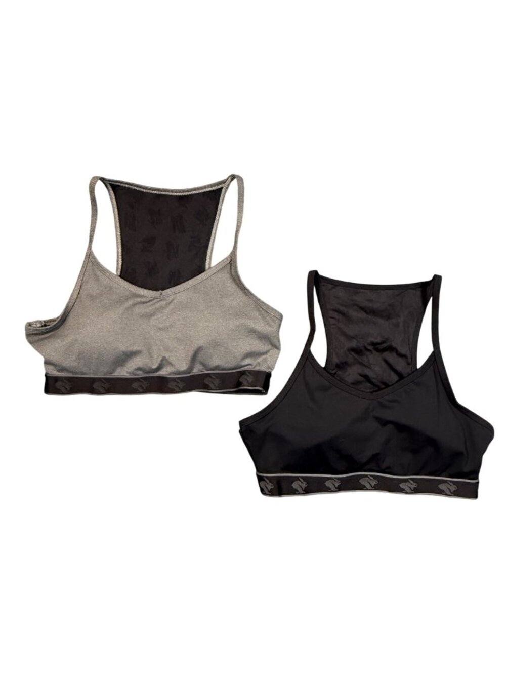 Rabbit Strappy Pocket Bra Bundle of 2 Size Medium Gray Black Running